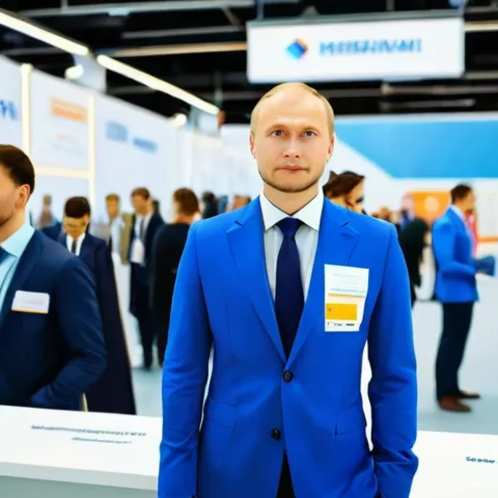 노동 경제학 - **Prompt:** A dynamic and slightly exaggerated scene in a large, modern recruitment fair set in a ma...