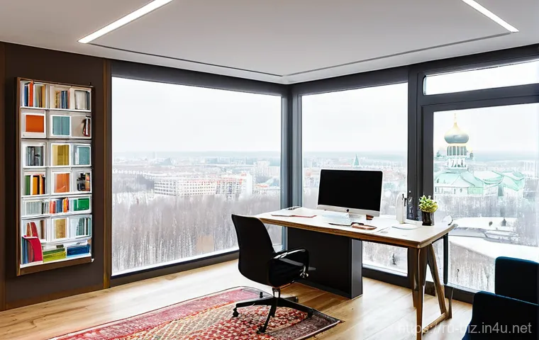 노동 경제학 - **Prompt:** A modern and optimistic office environment in Russia, showcasing seamless human-AI colla...