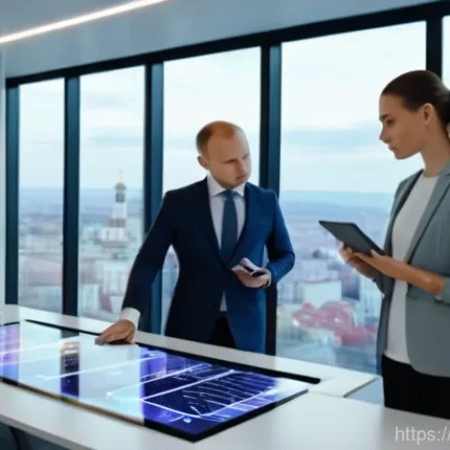 조직 혁신 - **Digital Transformation in a Russian Metropolis**
    A group of diverse Russian professionals (men...