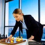 경쟁 전략 - Photorealistic strategic business scene in a modern Moscow office at dawn, confident Russian female ...